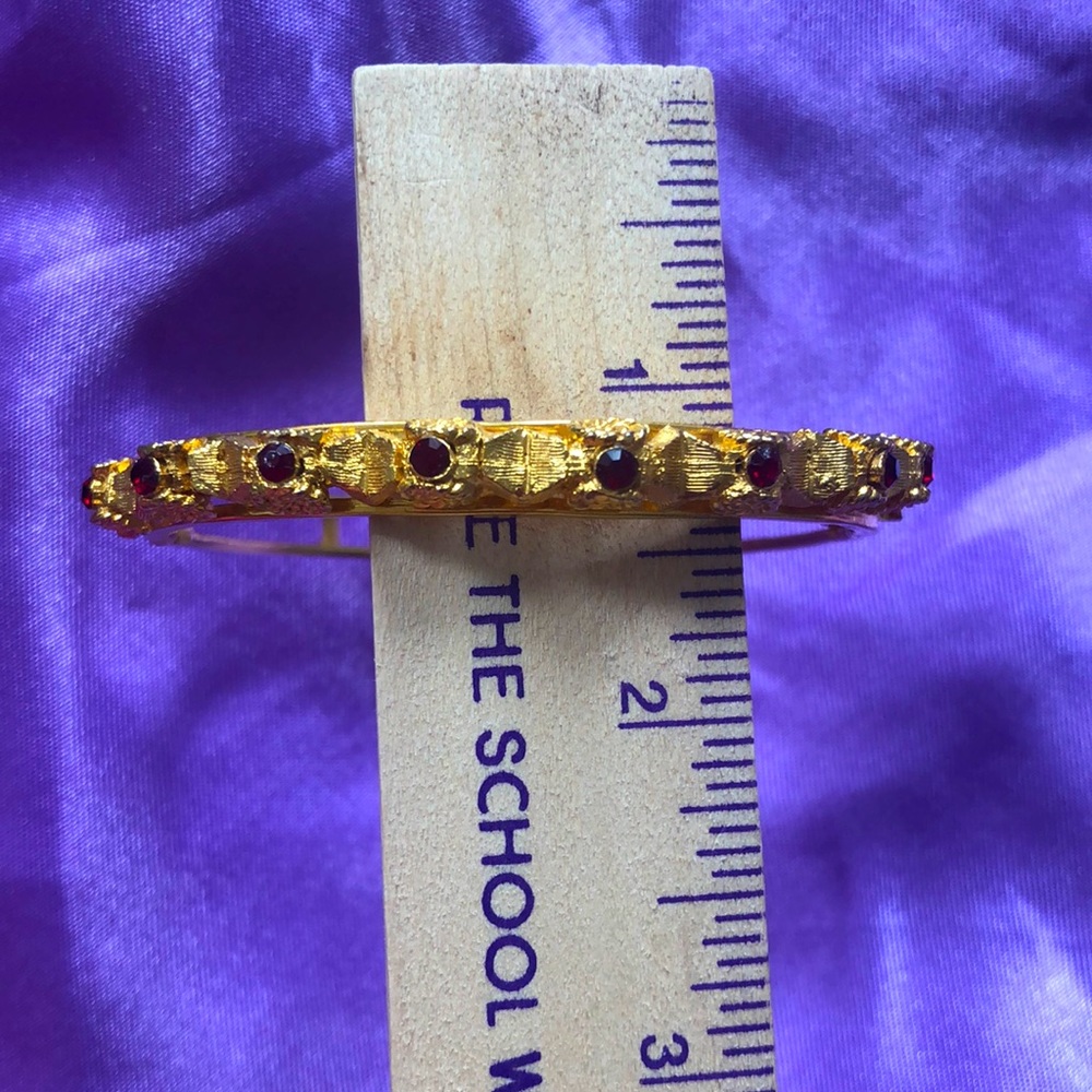 Rare vintage 70’s LJM stamped Ruby/gold hinge cuff